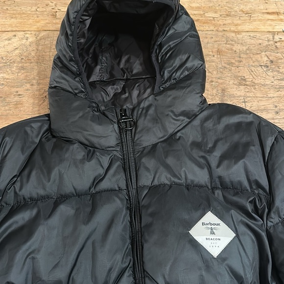 Barbour Beacon Ross diamond logo puffer jacket in black size large - Picture 14 of 14